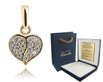 WISIOREK ZŁOTY SERCE Z CYRKONIAMI + GRAWER