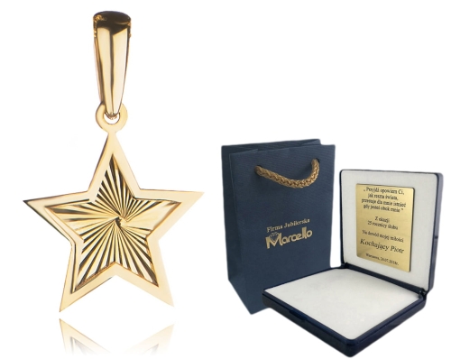 WISIOREK ZŁOTY GWIAZKDA DIAMENTOWANY + GRAWER