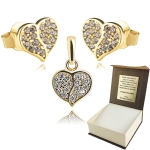 Złoty Komplet Kolczyki Wisiorek Serca Złoto 333