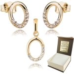 ZŁOTY KOMPLET OWALE KOLCZYKI WISIOREK ZŁOTO 333