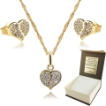 Złoty Komplet Naszyjnik Kolczyki Serca Złoto 333