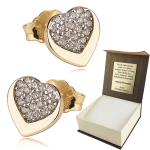 Złote Kolczyki Serca z Cyrkoniami pr.333 Grawer