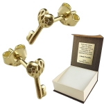 Złote Kolczyki Klucze Serca pr.333 Grawer