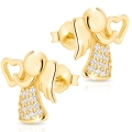 Złote Kolczyki Aniołki z Cyrkoniami Srebro 925