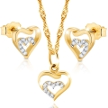 Złoty Komplet Naszyjnik Kolczyki Serca Złoto 333