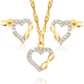 Złoty Komplet Naszyjnik Kolczyki Serca Złoto 585