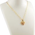 Złoty Komplet Łańcuszek Kolczyki Serce Srebro 925