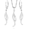 Srebrny Komplet 925 Naszyjnik Kolczyki Dla Kobiety