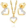 Złoty Komplet Naszyjnik Kolczyki Serca Złoto 333