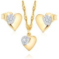 Złoty Komplet Naszyjnik Kolczyki Serca Złoto 333