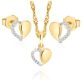 Złoty Komplet Naszyjnik Kolczyki Serca Złoto 333