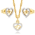 Złoty Komplet Naszyjnik Kolczyki Serca Złoto 333