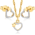 Złoty Komplet Naszyjnik Kolczyki Serca Złoto 333