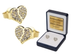ZŁOTE KOLCZYKI SERCA Z CYRKONIAMI pr.333+GRAWER