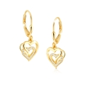 Złote Kolczyki Damskie Serduszka Srebro 925
