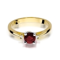 złoty pierścionek zaręczynowy z rubinem i brylantami p17