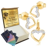 Złoty Komplet Kolczyki Wisiorek Serca Złoto 333