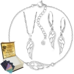 Srebrny Komplet Łańcuszek Kolczyki Bransoletka 925