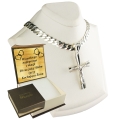 ŁAŃCUSZEK SREBRNY MĘSKI PANCERKA 6,5mm z krzyżykiem
