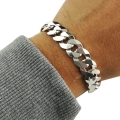 Bransoletka Srebrna Męska 925 Pancerka DIAMENTOWANA PEŁNA 12mm Grawer