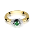 ZŁOTY PIERŚCIONEK ZARĘCZYNOWY  Z BRYLANTEM  i SZMARAGDEM