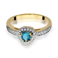 ZŁOTY PIERŚCIONEK ZARĘCZYNOWY  Z BRYLANTEM i TOPAZEM