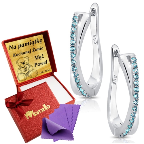 SREBRNE KOLCZYKI NA ANGIELSKICH ZAPIĘCIACH CYRKONIE AAA SREBRO 925 GRAWER