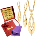 Złoty Komplet Naszyjnik Kolczyki Srebro 925