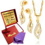 Złoty Komplet Naszyjnik Kolczyki Srebro 925