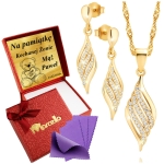 Złoty Komplet Naszyjnik Kolczyki Srebro 925