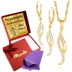 Złoty Komplet Naszyjnik Kolczyki Srebro 925