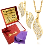 Złoty Komplet Naszyjnik Kolczyki Srebro 925