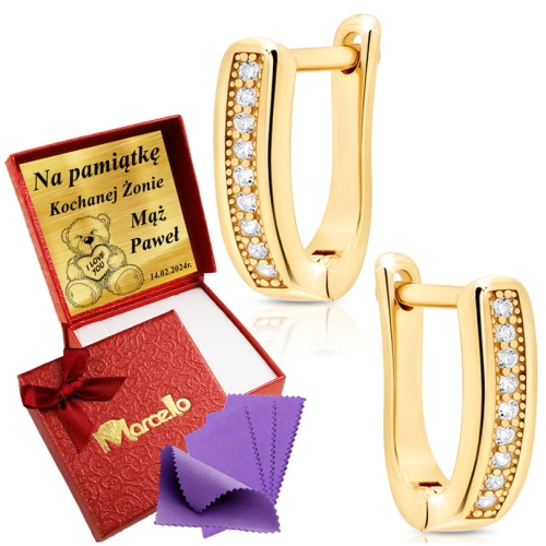 Złote Kolczyki na Angielskie Zapięcie Srebro 925 Grawer + PREZENT GRATIS