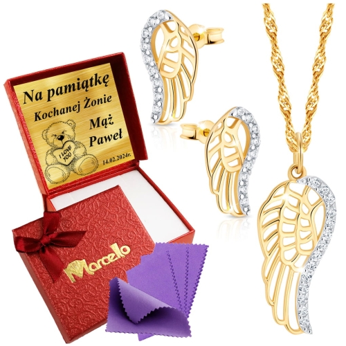 Złoty Komplet Naszyjnik Kolczyki Złoto 333