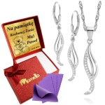 Srebrny Komplet 925 Naszyjnik Kolczyki Dla Kobiety  