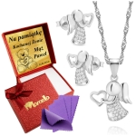 Srebrny Komplet Aniołki Srebro 925 Grawer