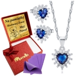 Srebrny Komplet Serca Oceanu Srebro 925 Grawer