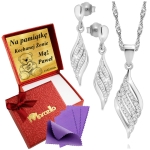 Srebrny Komplet 925 Naszyjnik Kolczyki Dla Kobiety