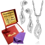 Srebrny Komplet 925 Naszyjnik Kolczyki Dla Kobiety