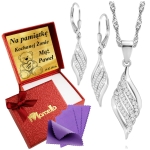 Srebrny Komplet 925 Naszyjnik Kolczyki Dla Kobiety