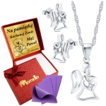 Srebrny Naszyjnik Kolczyki Srebro 925 Aniołki