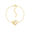 Złota Bransoletka z Serduszkiem Srebro 925 Cyrkonie Grawer UPOMINEK GRATIS