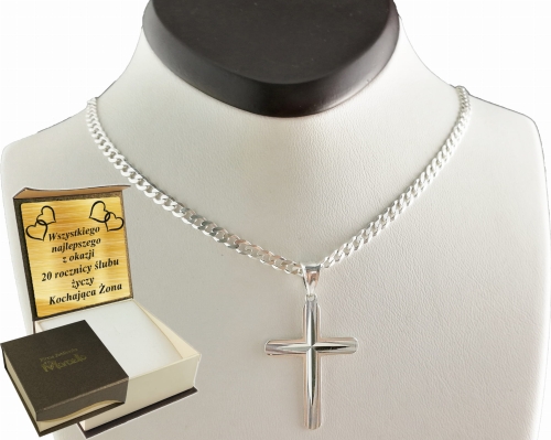 ŁAŃCUSZEK SREBRNY MĘSKI PANCERKA 4,5mm z krzyżykiem  K11  Srebro.925