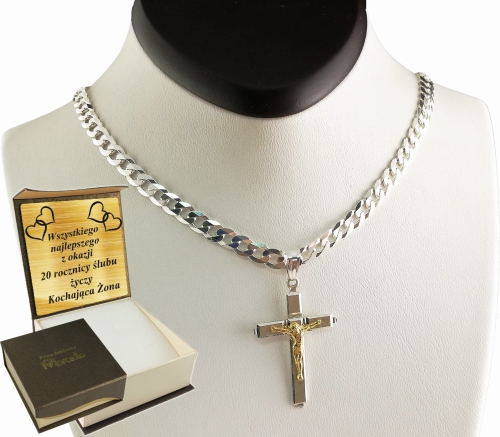 ŁAŃCUSZEK SREBRNY MĘSKI PANCERKA 5,5mm z krzyżykiem  K9  Srebro.925 