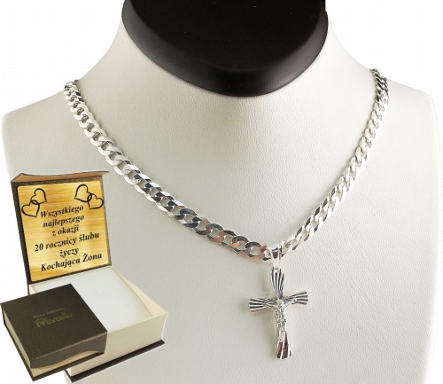 ŁAŃCUSZEK SREBRNY MĘSKI PANCERKA 5,5mm z krzyżykiem  K1  Srebro.925  