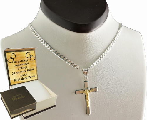 ŁAŃCUSZEK SREBRNY MĘSKI PANCERKA 3,5mm z krzyżykiem  K9  Srebro.925  
