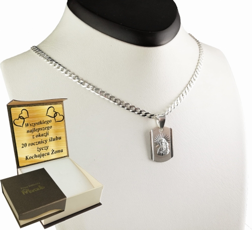 ŁAŃCUSZEK SREBRNY MĘSKI PANCERKA 3,5mm z medalikiem  M3  Srebro.925  
