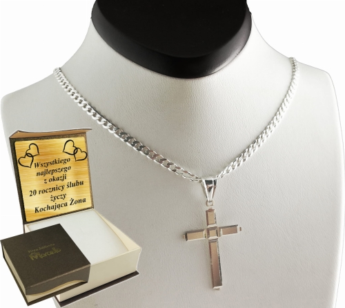 ŁAŃCUSZEK SREBRNY MĘSKI PANCERKA 3,5mm z krzyżykiem  K10  Srebro.925 