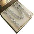 SZEROKI ŁAŃCUSZEK SREBRNY MĘSKI ROMBO 6mm SREBRO 925