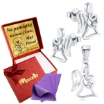 Srebrny Komplet Kolczyki Wisiorek 925 Aniołki